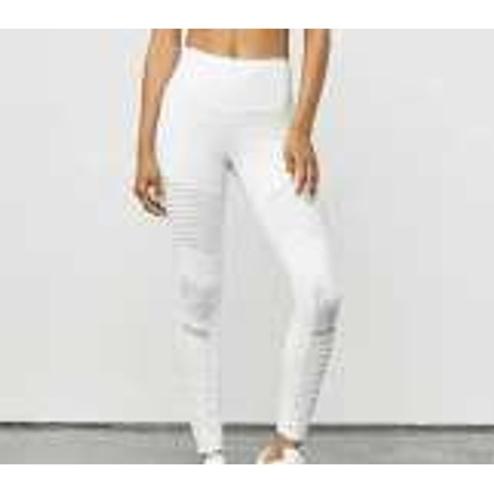 Alo Yoga White High Waist Moto Women Leggings Mesh Detail Size S W5494R